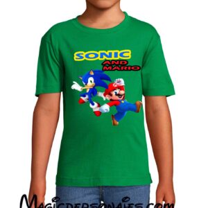 Camiseta Sonic& Super Mario   para niño manga corta