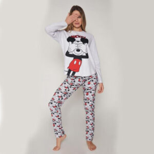 Pijama Mickey Mouse para mujer manga larga Gris