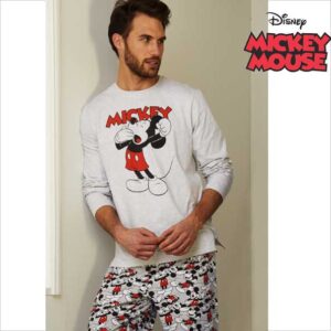 Pijama Mickey Mouse para hombre manga larga Gris