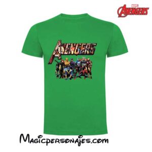 Camiseta Avengers personajes Marvel manga corta verde
