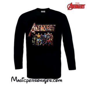 Camiseta Avengers Personajes Marvel manga larga negra