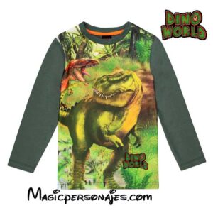 Dinosaurio T Rex camiseta niño manga larga verde