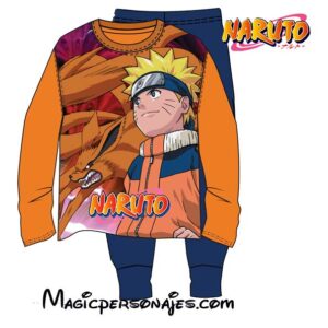 Pijama Naruto para  niño  manga larga naranja-marino