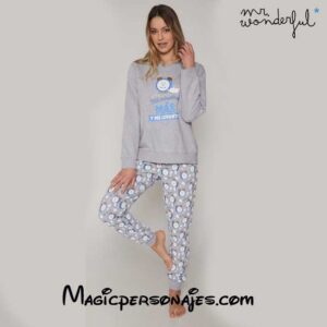 Pijama Wonderful Mil Minutitos más manga larga para mujer gris jaspe 55778