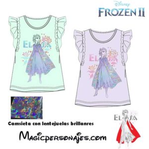 Camiseta Frozen Disney Verano lentejuelas brillantes