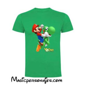 Camiseta Super Mario Galaxy y Yoshi niño manga corta
