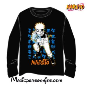 Camiseta Naruto unisex manga larga negra Chakra