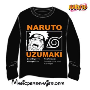 Camiseta Naruto unisex manga larga negra Uzumak