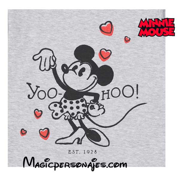 Camiseta Minnie Mouse corazones gris