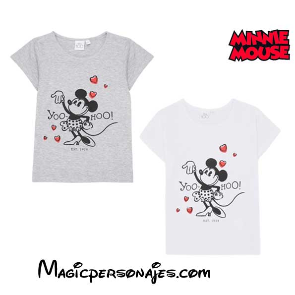 Camiseta Minnie Mouse corazones. Dos colores a elegir